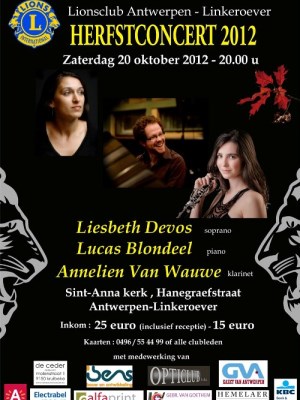 ANNA3 | 20 oktober 2012 | Herfstconcert Lionsclub Antwerpen-Linkeroever | Sint-Anna-ten-Drieënkerk, Antwerpen Linkeroever
